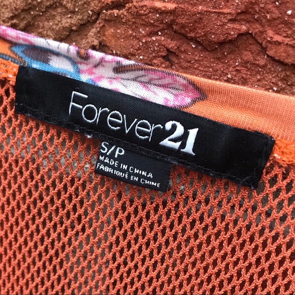 Forever 21 orange floral tank top - Picture 4 of 4